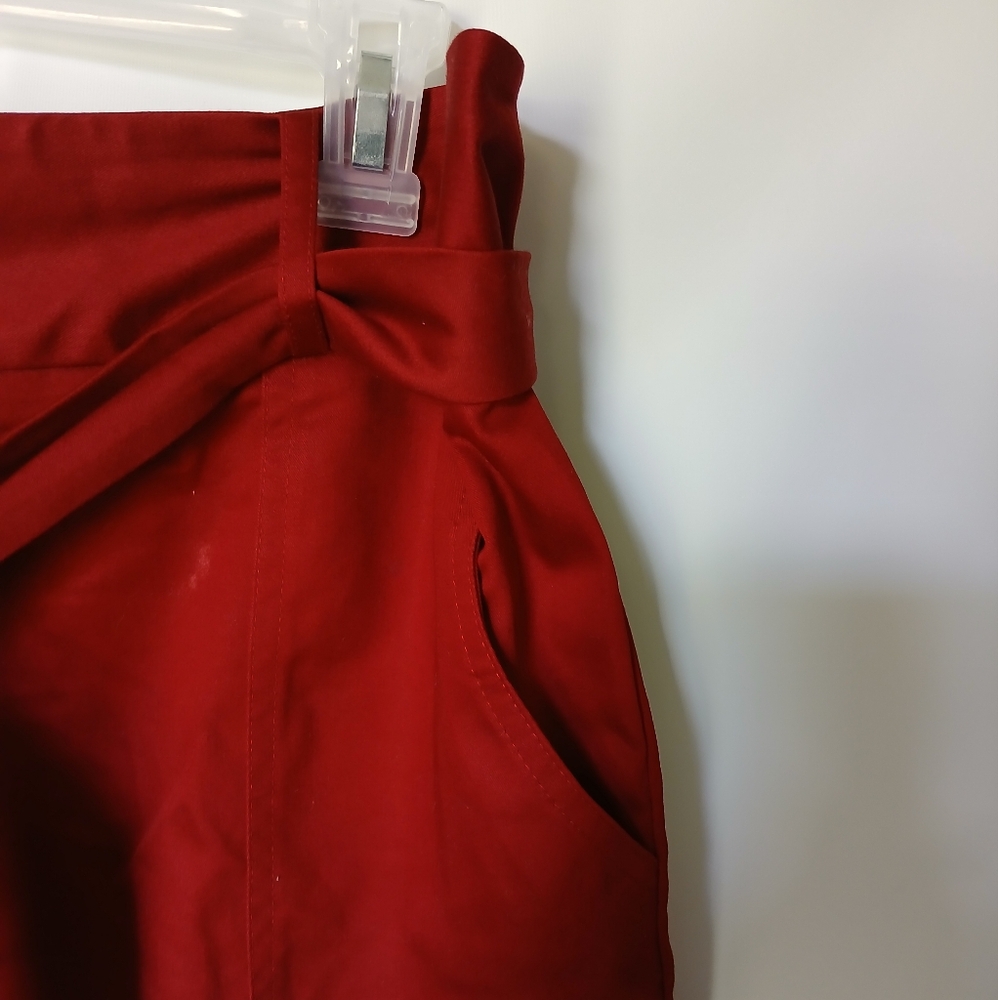 Worthington Modern Fit Shorts with Fabric Sash Belt Size 16 Burgundy - Picture 3 of 7